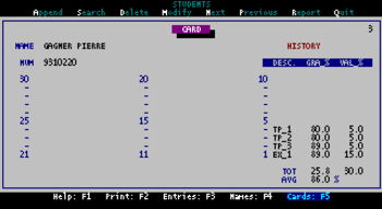 Students grades screenshot 2