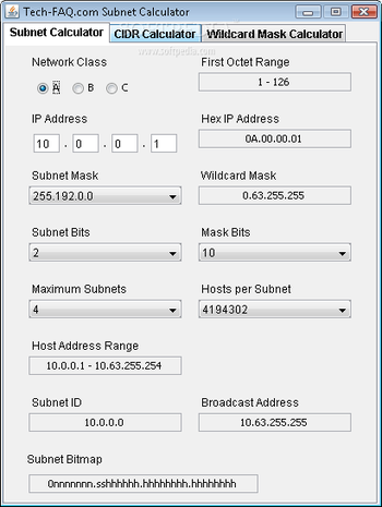 Subnet Calculator screenshot