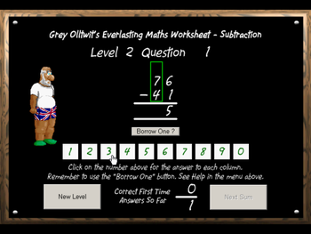 Subtraction - Everlasting Maths Worksheet screenshot