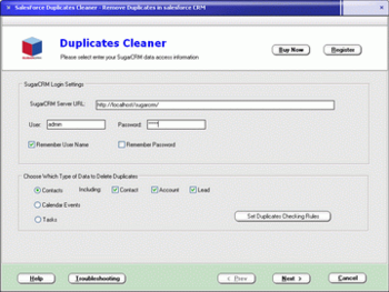SugarCRM Duplicates Cleaner screenshot