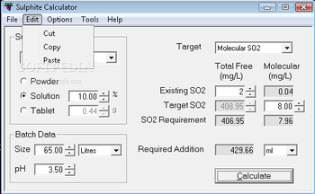 Sulphite Calculator screenshot 2