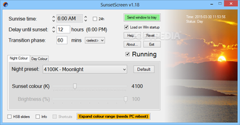 SunsetScreen screenshot