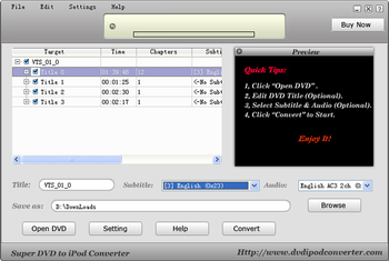 Super DVD to iPod Converter screenshot 2