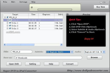 Super DVD to iPod Converter screenshot 3