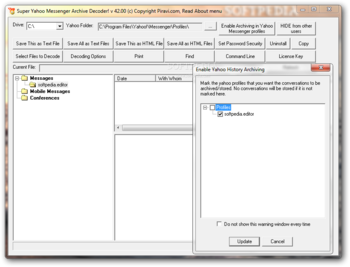 Super Yahoo Messenger Archive Decoder screenshot