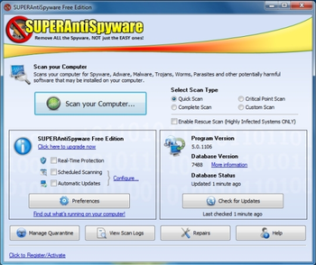 SuperAntiSpyware Free Edition screenshot