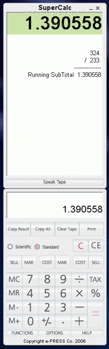 SuperCalc screenshot