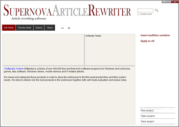 Supernova Article Rewriter screenshot