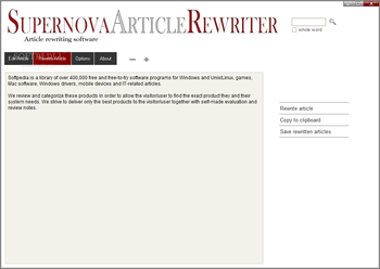 Supernova Article Rewriter screenshot 2
