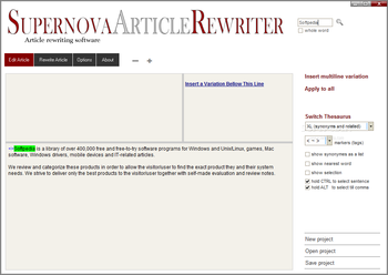 Supernova Article Rewriter screenshot 3