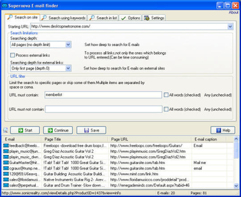 Supernova E-mail finder screenshot