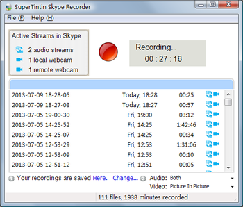 SuperTintin Skype Recorder screenshot 2