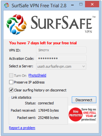 SurfSafe VPN screenshot