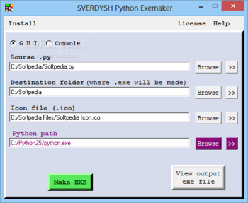 SVERDYSH Python Exemaker screenshot