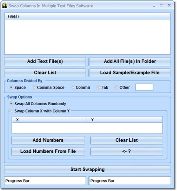 Swap Columns In Multiple Text Files Software screenshot