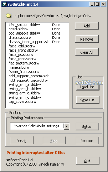 swBatchPrint screenshot