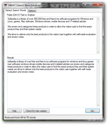 SWEAT (Search Word ExtrActor Tool) screenshot