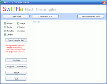 SWF2FLA Flash Decompiler screenshot