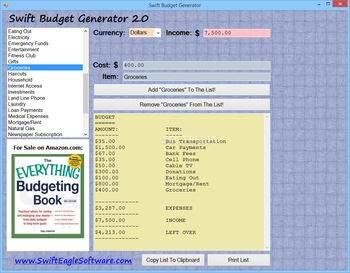 Swift Budget Generator screenshot