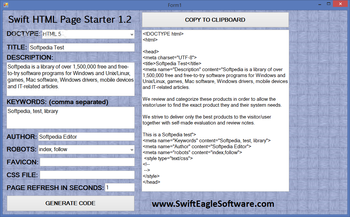 Swift HTML Page Starter screenshot