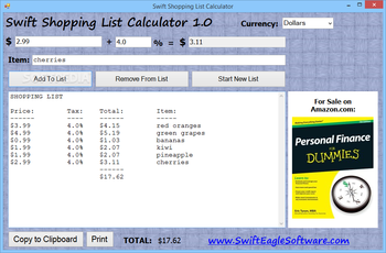 Swift Shopping List Calculator screenshot