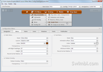 Swimbi - CSS Menu Builder screenshot