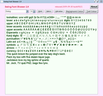 Swing Font Shower screenshot