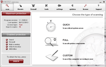 SWITZ Antivirus screenshot