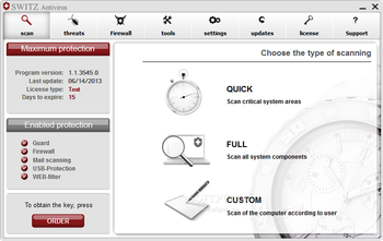 SWITZ Antivirus screenshot