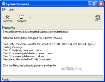 SybaseRecovery screenshot 3
