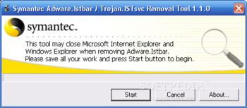 Symantec Adware.Istbar / Trojan.ISTsvc Removal Tool screenshot