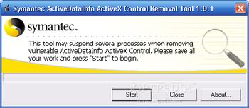 Symantec Support Tool ActiveX Control Cleanup Tool screenshot