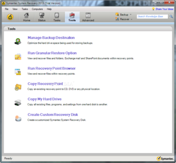 Symantec System Recovery (formerly Symantec Backup Exec System Recovery) screenshot 5