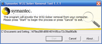 Symantec W32.Sober Removal Tool screenshot