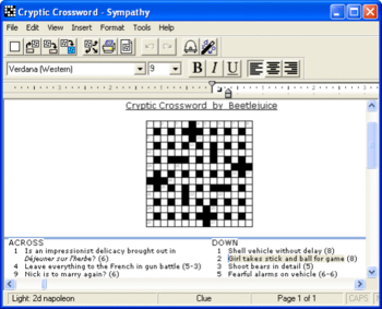 Sympathy Crossword Construction screenshot