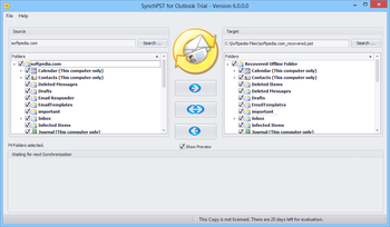 SynchPst for Outlook screenshot