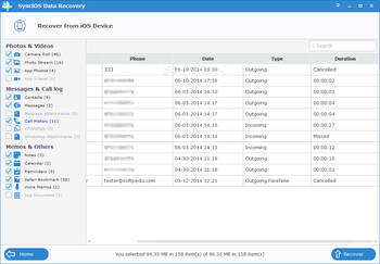 SynciOS Data Recovery screenshot 4