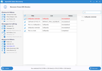 SynciOS Data Recovery screenshot 5