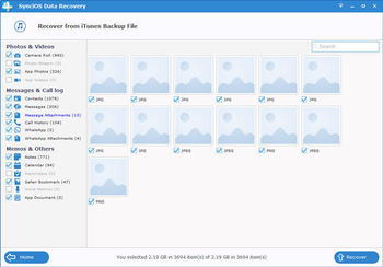 Syncios Data Recovery screenshot