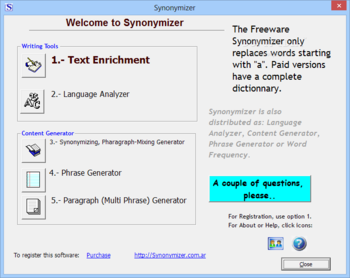 Synonymizer screenshot