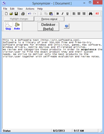 Synonymizer screenshot 2