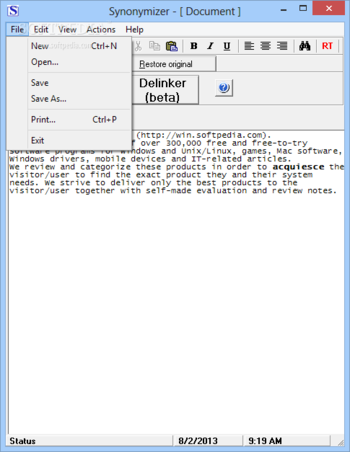 Synonymizer screenshot 3