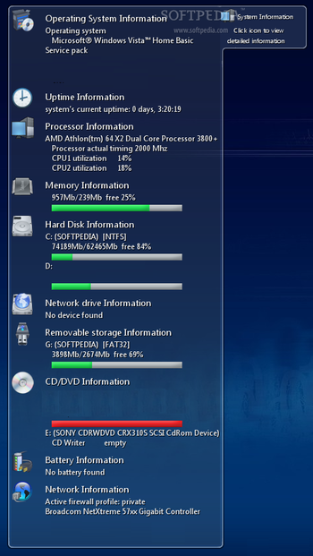 SysInfo Vista Gadget screenshot