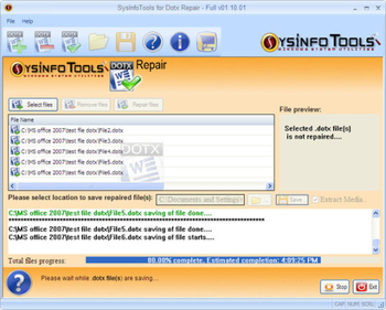 SysInfoTools Dotx Repair screenshot