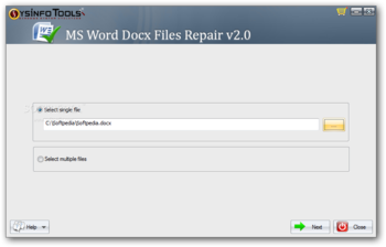 SysInfoTools MS Word Docx Files Repair screenshot