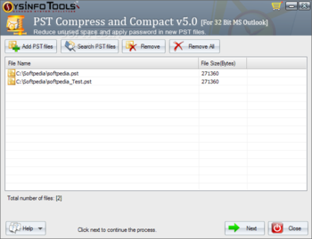SysInfotools PST Compress and Compact screenshot