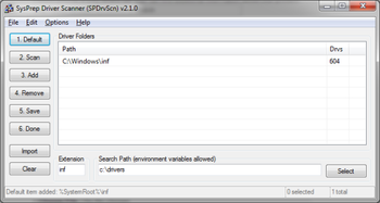 SysPrep Driver Scanner screenshot