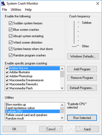 System Crash Monitor screenshot