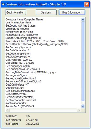 System Info ActiveX (OCX) screenshot