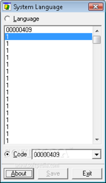 System Language screenshot